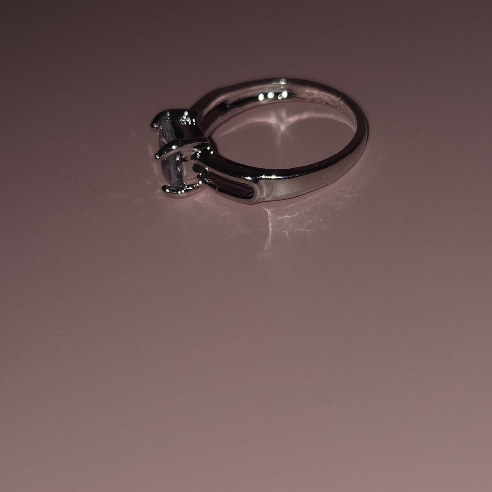 Macy's Silver Ring with Clear Gemstone - Picture 2 of 3